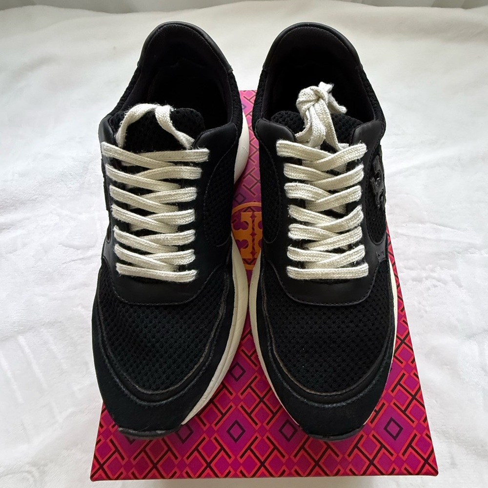 Tory Burch Black and Cream Platform Sneakers - Picture 3 of 12